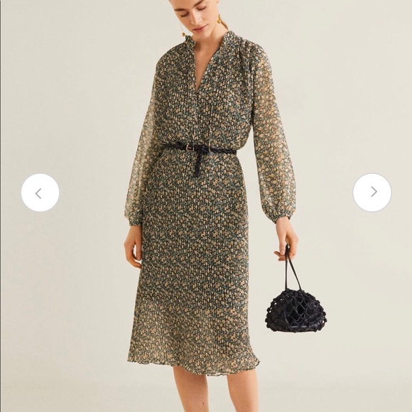 Mango floral print accordion pleat dress - 2 - Picture 1 of 6